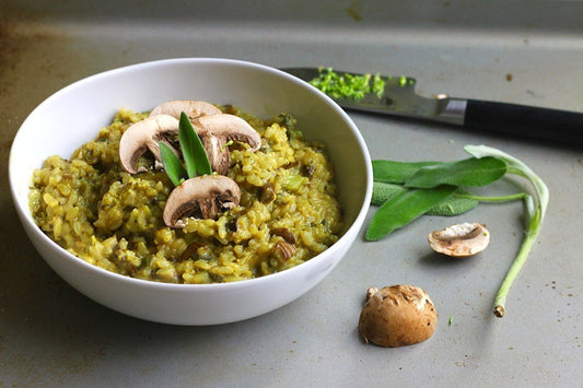 Mushroom Brown Rice Risotto With Moringa - YezNatural.com