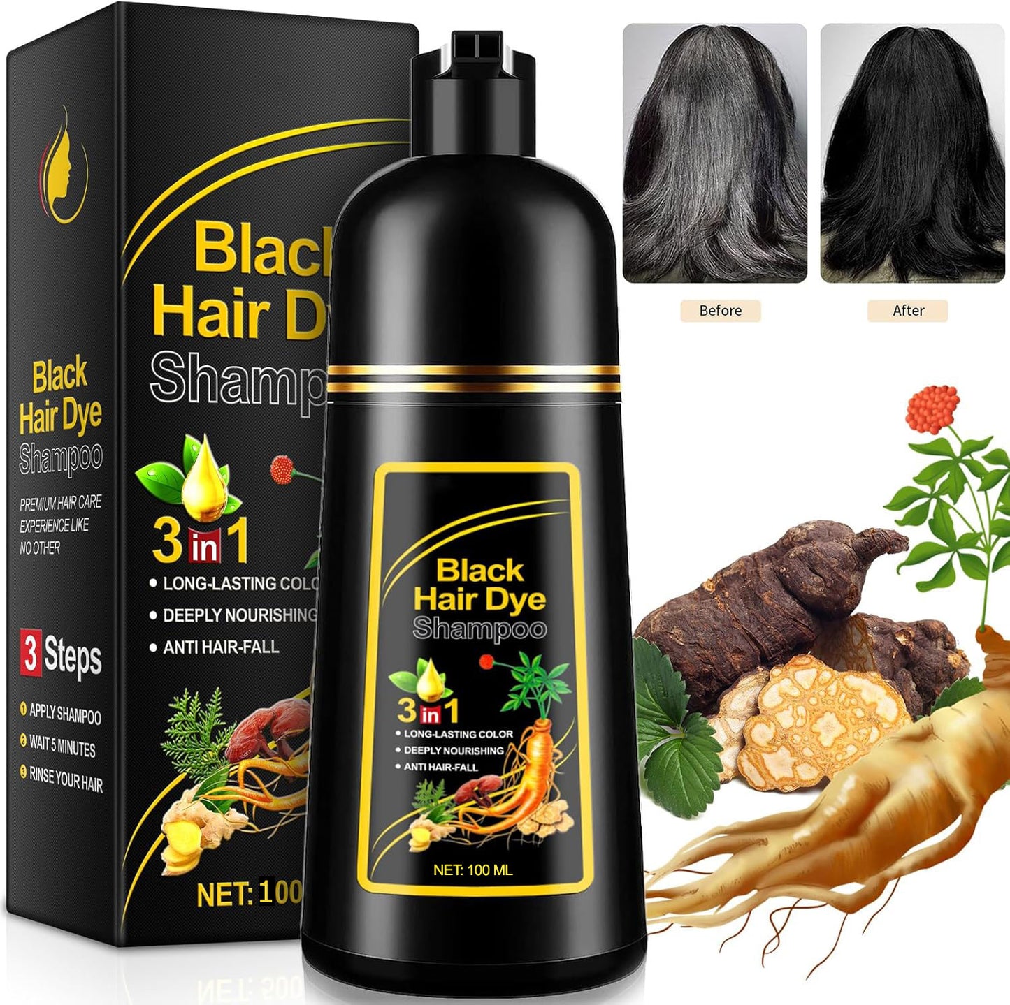 3 IN 1 Instant Hair Dye Shampoo 🎨