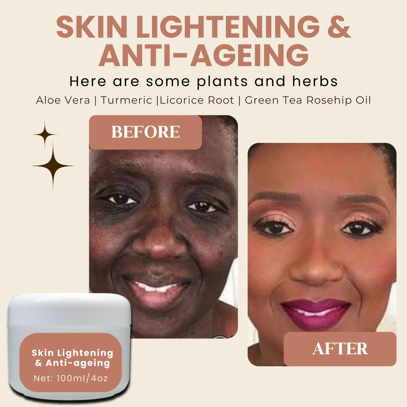 Organic Natural Extra Strong Dark Skin Anti Wrinkle Brightening Lightening Buttercream 100ml 4oz
