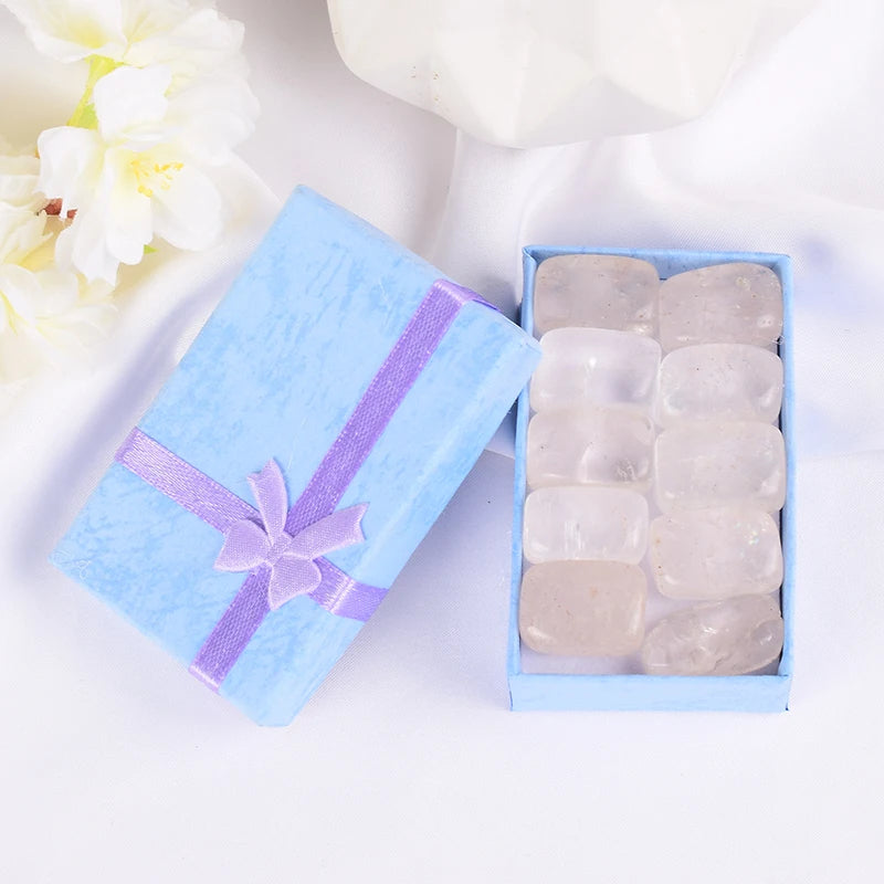 10 Pcs Set Natural Tumbled Stones - Mixed Rock and Quartz