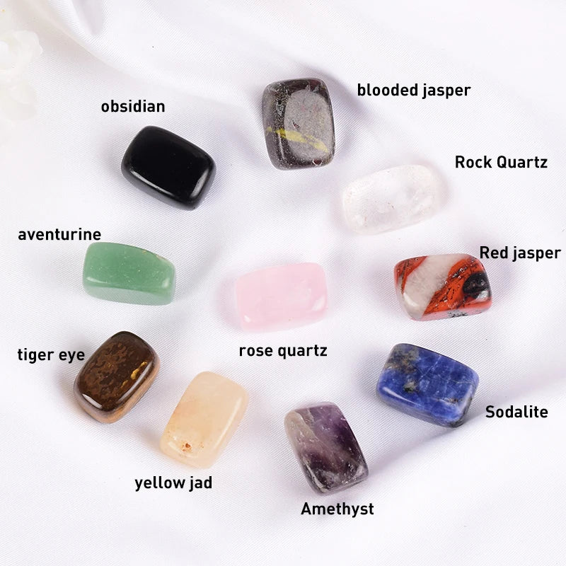 10 Pcs Set Natural Tumbled Stones - Mixed Rock and Quartz