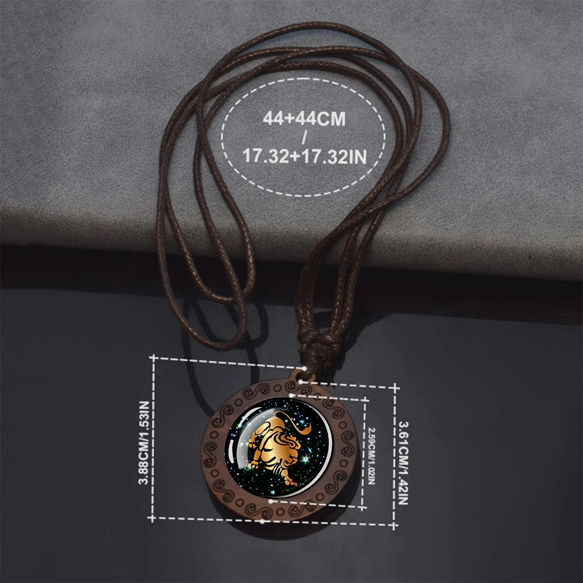 12 Zodiac Signs Rope Chain Wood Necklace