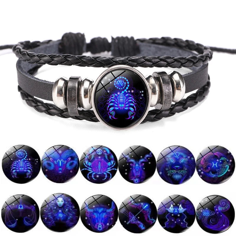 12 Zodiac Signs Constellation Charm Luminous Bracelet