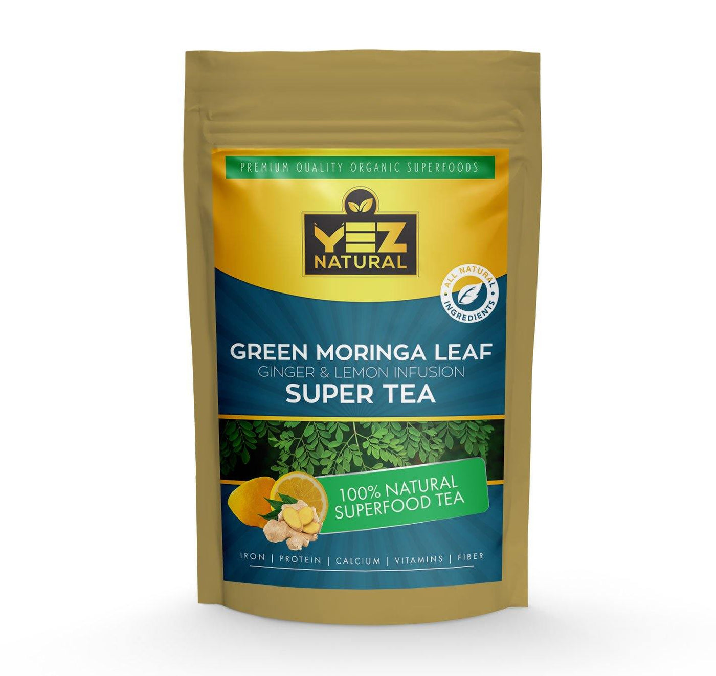 Green Moringa Leaf, Ginger & Lemon Infusion Super Tea - YezNatural.com